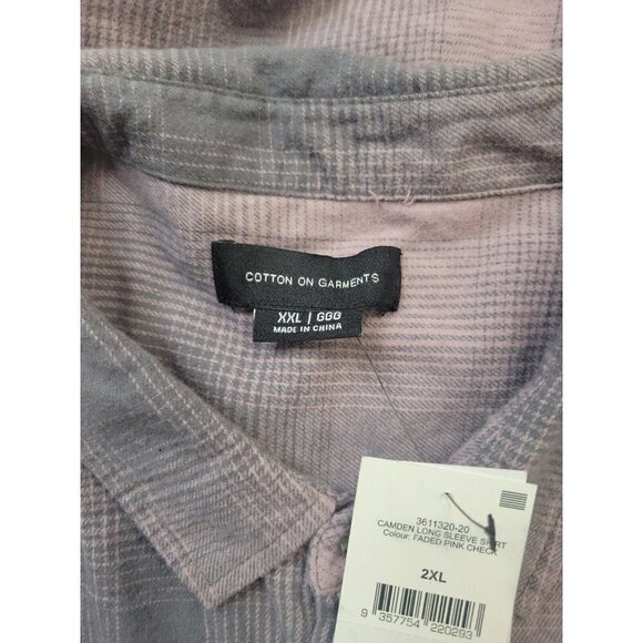 Cotton On Long-Sleeve Faded Plaid Shirt Men's.  Size XXL. New With Tags $49 - Picture 4 of 9